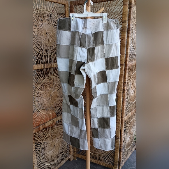Vintage Y2K Zana Di Beige Cotton Patchwork Pants_16 - Picture 5 of 5